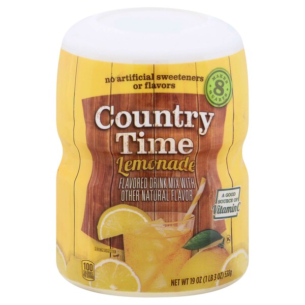 Country Time Lemonade Beverage Mix 1.125lbs Cannister, PK12